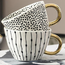 Load image into Gallery viewer, Large Hand Painted Coffee/Tea Cups - Gold Handles - 350 ml -  www.sanroccoitalia.it - Cups