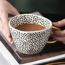 Load image into Gallery viewer, Large Hand Painted Coffee/Tea Cups - Gold Handles - 350 ml -  www.sanroccoitalia.it - Cups