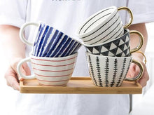 Load image into Gallery viewer, Large Hand Painted Coffee/Tea Cups - Gold Handles - 350 ml -  www.sanroccoitalia.it - Cups