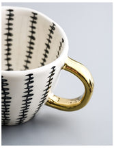 Load image into Gallery viewer, Large Hand Painted Coffee/Tea Cups - Gold Handles - 350 ml -  www.sanroccoitalia.it - Cups