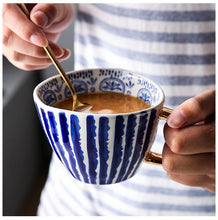 Load image into Gallery viewer, Large Hand Painted Coffee/Tea Cups - Gold Handles - 350 ml -  www.sanroccoitalia.it - Cups