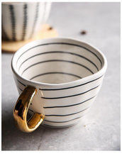Load image into Gallery viewer, Large Hand Painted Coffee/Tea Cups - Gold Handles - 350 ml -  www.sanroccoitalia.it - Cups