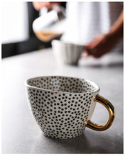 Load image into Gallery viewer, Large Hand Painted Coffee/Tea Cups - Gold Handles - 350 ml -  www.sanroccoitalia.it - Cups