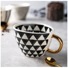 Load image into Gallery viewer, Large Hand Painted Coffee/Tea Cups - Gold Handles - 350 ml -  www.sanroccoitalia.it - Cups