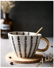Load image into Gallery viewer, Large Hand Painted Coffee/Tea Cups - Gold Handles - 350 ml -  www.sanroccoitalia.it - Cups