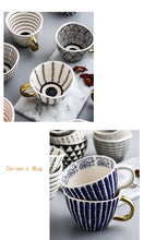 Load image into Gallery viewer, Large Hand Painted Coffee/Tea Cups - Gold Handles - 350 ml -  www.sanroccoitalia.it - Cups