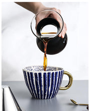 Load image into Gallery viewer, Large Hand Painted Coffee/Tea Cups - Gold Handles - 350 ml -  www.sanroccoitalia.it - Cups
