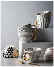 Load image into Gallery viewer, Large Hand Painted Coffee/Tea Cups - Gold Handles - 350 ml -  www.sanroccoitalia.it - Cups