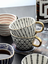 Load image into Gallery viewer, Large Hand Painted Coffee/Tea Cups - Gold Handles - 350 ml -  www.sanroccoitalia.it - Cups