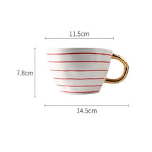 Load image into Gallery viewer, Large Hand Painted Coffee/Tea Cups - Gold Handles - 350 ml -  www.sanroccoitalia.it - Cups