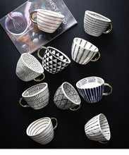 Load image into Gallery viewer, Large Hand Painted Coffee/Tea Cups - Gold Handles - 350 ml -  www.sanroccoitalia.it - Cups