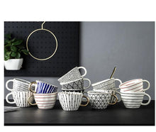 Load image into Gallery viewer, Large Hand Painted Coffee/Tea Cups - Gold Handles - 350 ml -  www.sanroccoitalia.it - Cups
