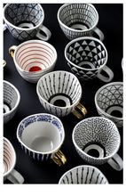 Load image into Gallery viewer, Large Hand Painted Coffee/Tea Cups - Gold Handles - 350 ml -  www.sanroccoitalia.it - Cups