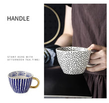 Load image into Gallery viewer, Large Hand Painted Coffee/Tea Cups - Gold Handles - 350 ml -  www.sanroccoitalia.it - Cups