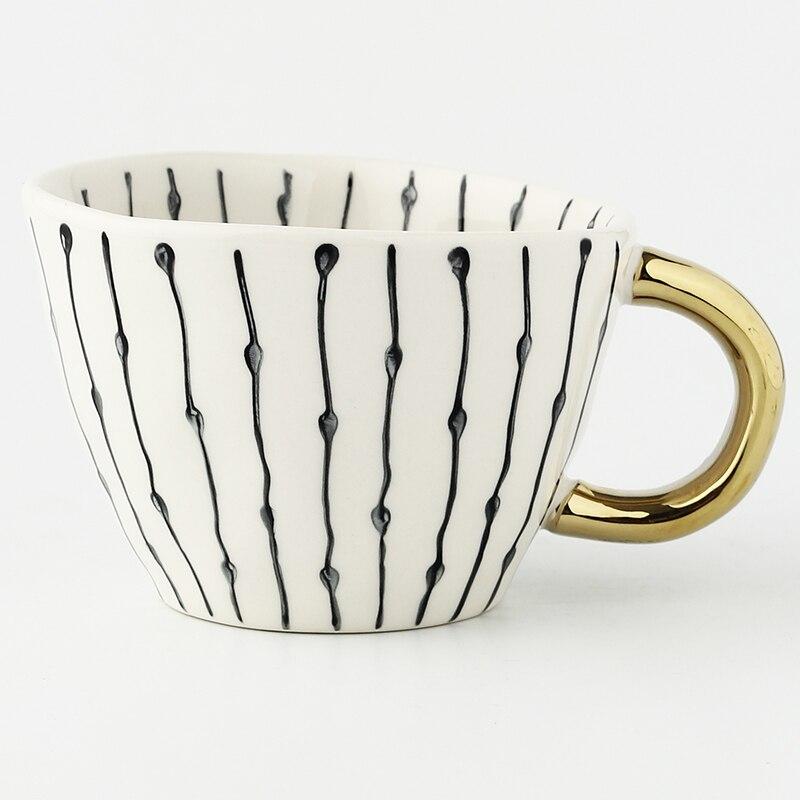 Large Hand Painted Coffee/Tea Cups - Gold Handles - 350 ml -  www.sanroccoitalia.it - Cups