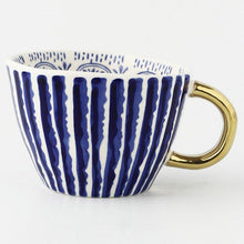 Load image into Gallery viewer, Large Hand Painted Coffee/Tea Cups - Gold Handles - 350 ml -  www.sanroccoitalia.it - Cups